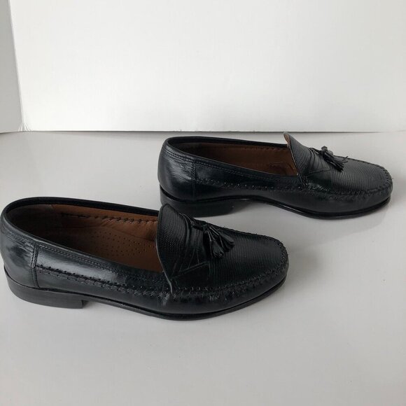 BOSTONIAN Kitlie Black Leather Tassel Men's Casual Loafers Slip On Toppied 10M - Picture 7 of 16